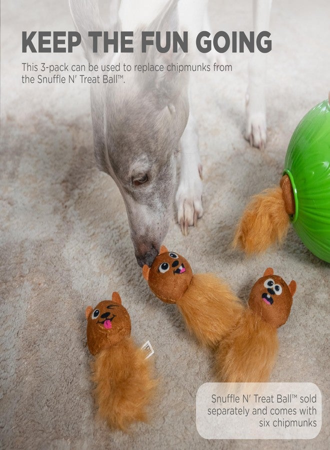 Outward Hound Nina Ottosson Plush Replacement Chipmunk Toys for Snuffle N' Treat Dog Ball Puzzle - 3 Pack - Image 2