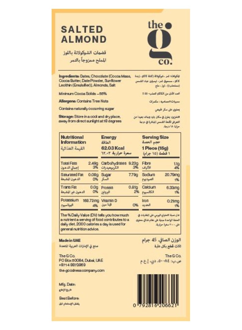 Salted Almond Chocolate Date Bites (Vegan, No Added Sugar) 45G