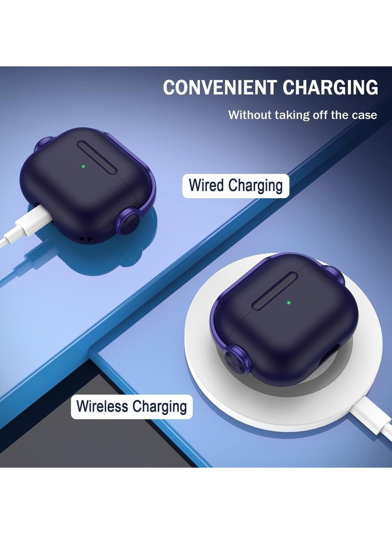 حافظة واقية لجهاز Airpods 3 (مع غطاء إغلاق) (ضوء LED أمامي مرئي) (مع حزام معصم) حافظة جلدية متوافقة مع Airpods 3 الجيل الثالث 2021 (أرجواني) - Image 4