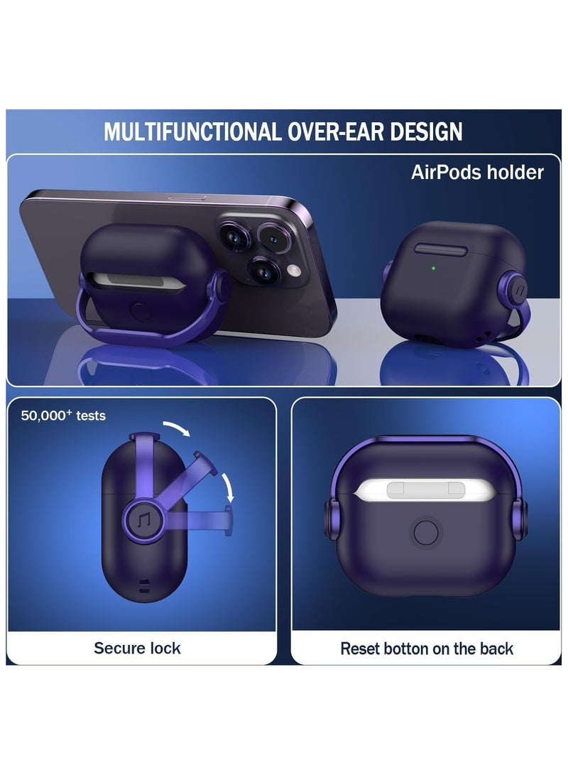 حافظة واقية لجهاز Airpods 3 (مع غطاء إغلاق) (ضوء LED أمامي مرئي) (مع حزام معصم) حافظة جلدية متوافقة مع Airpods 3 الجيل الثالث 2021 (أرجواني) - Image 3