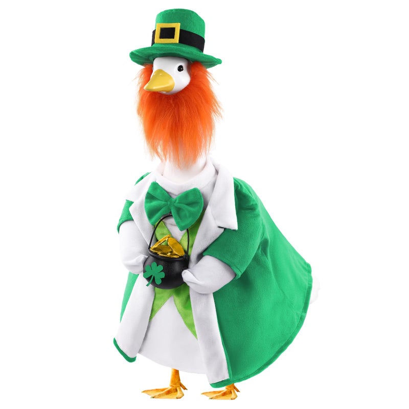 Celltestria St Patrick's Day Goose Outfits for 23" Geese St Patrick Leprechaun Porch Goose Costume Lucky Holiday Goose Clothes for St Patrick's Day Outdoor Patio Yard Lawn Garden Decoration - Image 1