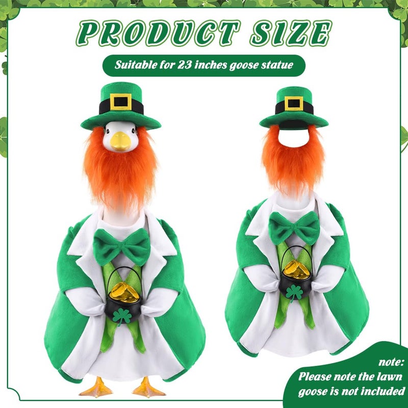 Celltestria St Patrick's Day Goose Outfits for 23" Geese St Patrick Leprechaun Porch Goose Costume Lucky Holiday Goose Clothes for St Patrick's Day Outdoor Patio Yard Lawn Garden Decoration - Image 2
