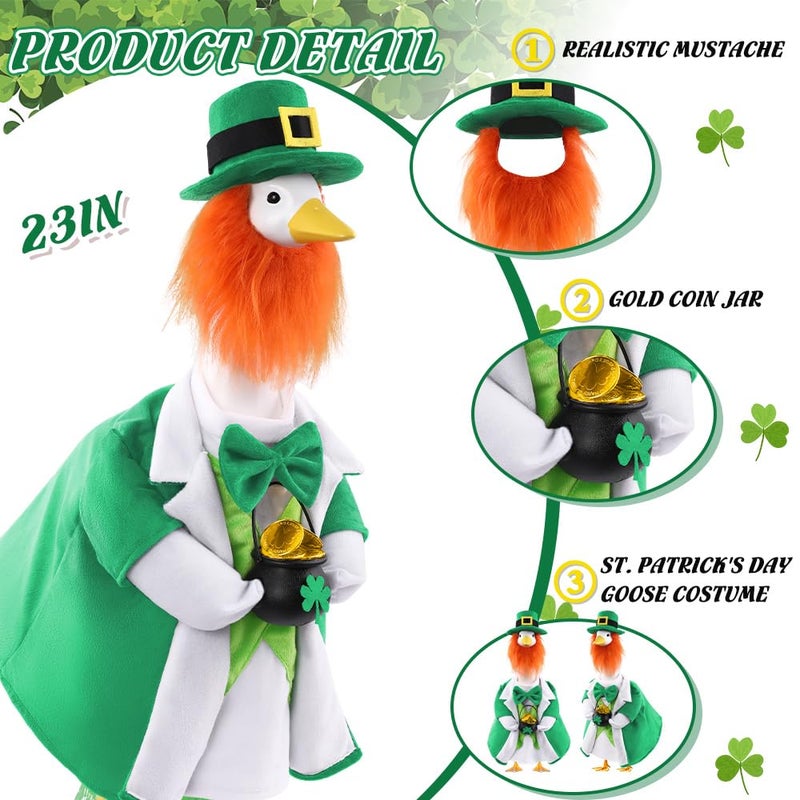 Celltestria St Patrick's Day Goose Outfits for 23" Geese St Patrick Leprechaun Porch Goose Costume Lucky Holiday Goose Clothes for St Patrick's Day Outdoor Patio Yard Lawn Garden Decoration - Image 3