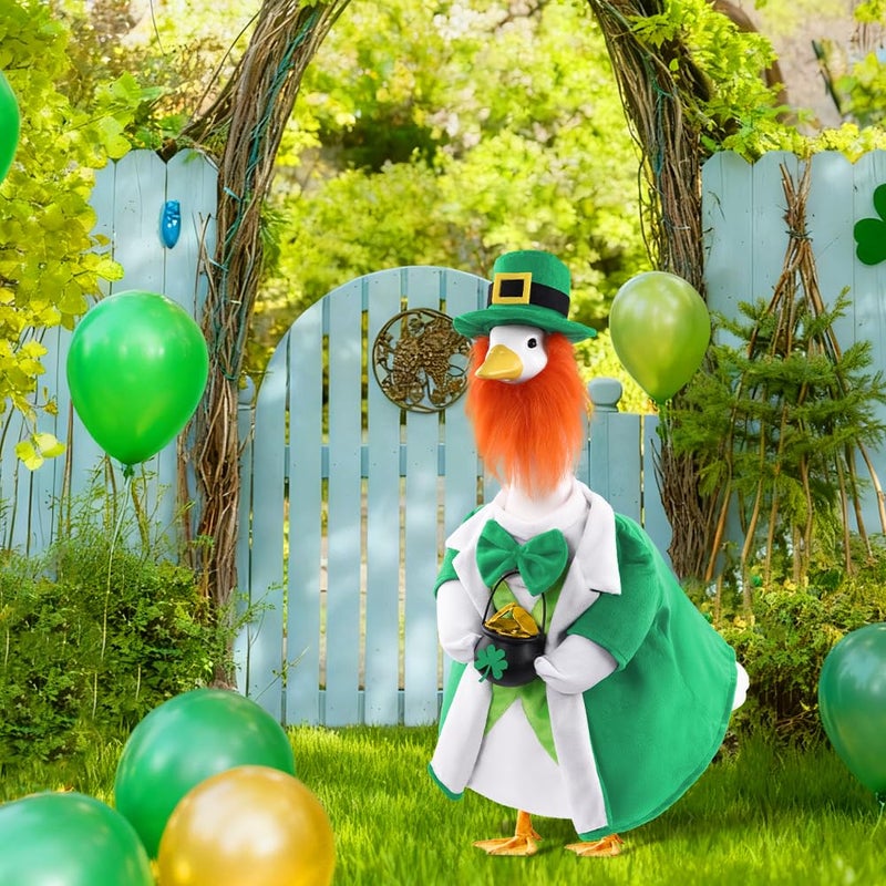 Celltestria St Patrick's Day Goose Outfits for 23" Geese St Patrick Leprechaun Porch Goose Costume Lucky Holiday Goose Clothes for St Patrick's Day Outdoor Patio Yard Lawn Garden Decoration - Image 4