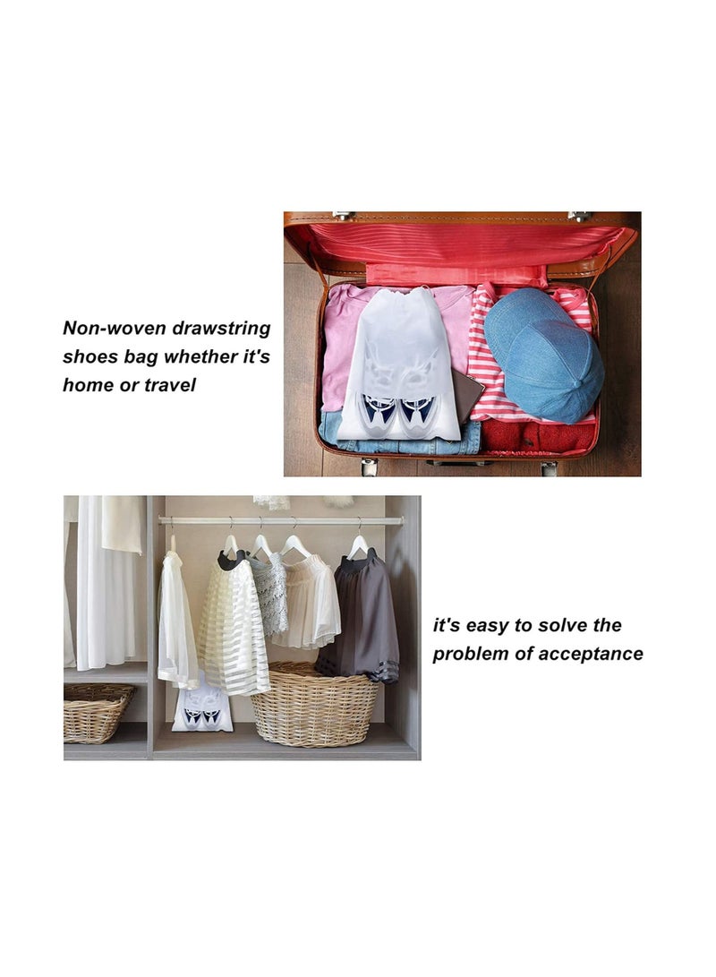 Excefore 12 Pieces Travel Shoe Storage Bag Non-Woven Storage Bag Portable Shoes Pouch with Transparent Window for Daily and Travel Use  - Image 4