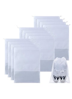 Excefore 12 Pieces Travel Shoe Storage Bag Non-Woven Storage Bag Portable Shoes Pouch with Transparent Window for Daily and Travel Use  - Image 1