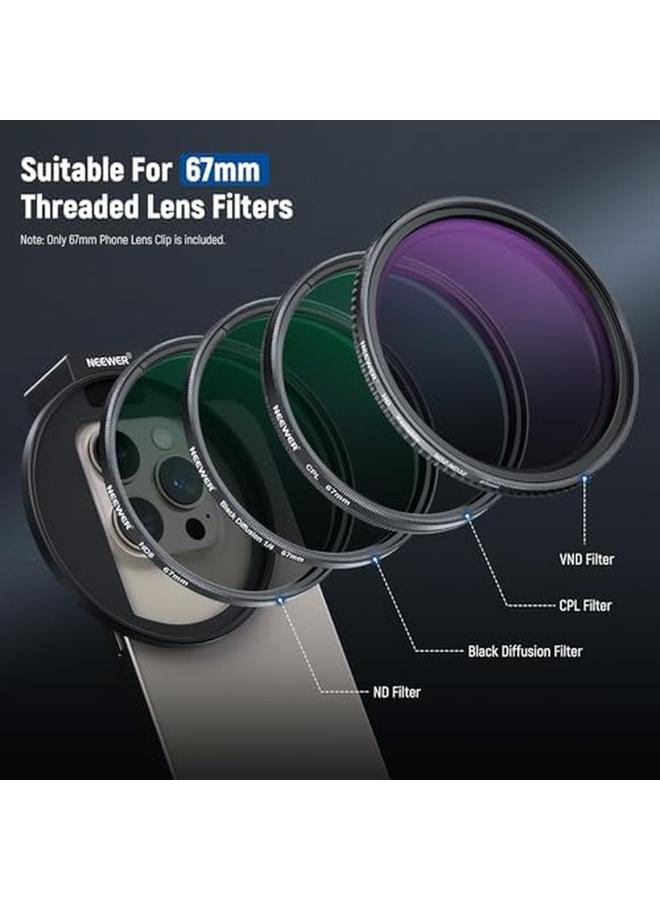 erorex Upgraded 67Mm Phone Filter Mount Threaded Lens Filter Clip With Cold Shoe Mount Locking Knob 13Mm Opening Compatible With Iphone 15 Pro Max 15 Plus 14 13 Samsung Galaxy S22 S23 Ultra La006 - Image 5