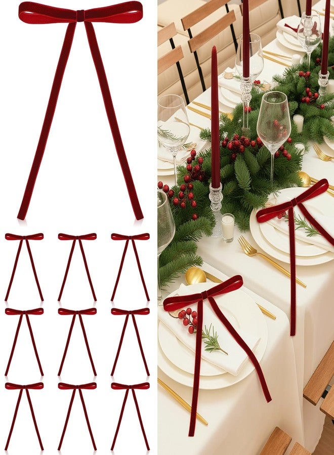 Knitgrip 24 Pcs Burgundy Christmas Napkin Rings Vintage Chic Velvet Bow Xmas Napkin Holder Rings Buckle for Christmas Holiday Birthday Serviette Party Anniversary Wedding Dining Table Decoration - Image 1