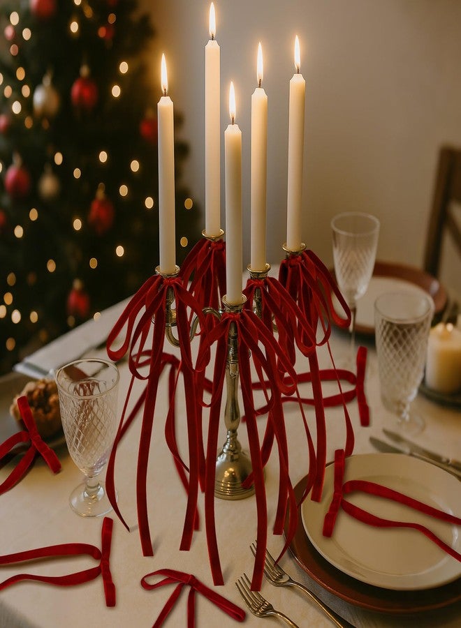Knitgrip 24 Pcs Burgundy Christmas Napkin Rings Vintage Chic Velvet Bow Xmas Napkin Holder Rings Buckle for Christmas Holiday Birthday Serviette Party Anniversary Wedding Dining Table Decoration - Image 2