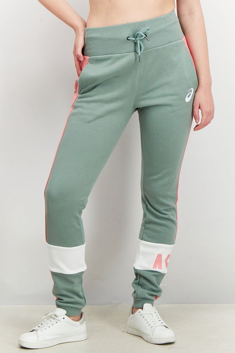 asics Women Slim Fit Fitness And Training Colorblock Pants, Slate Grey Combo - Image 1