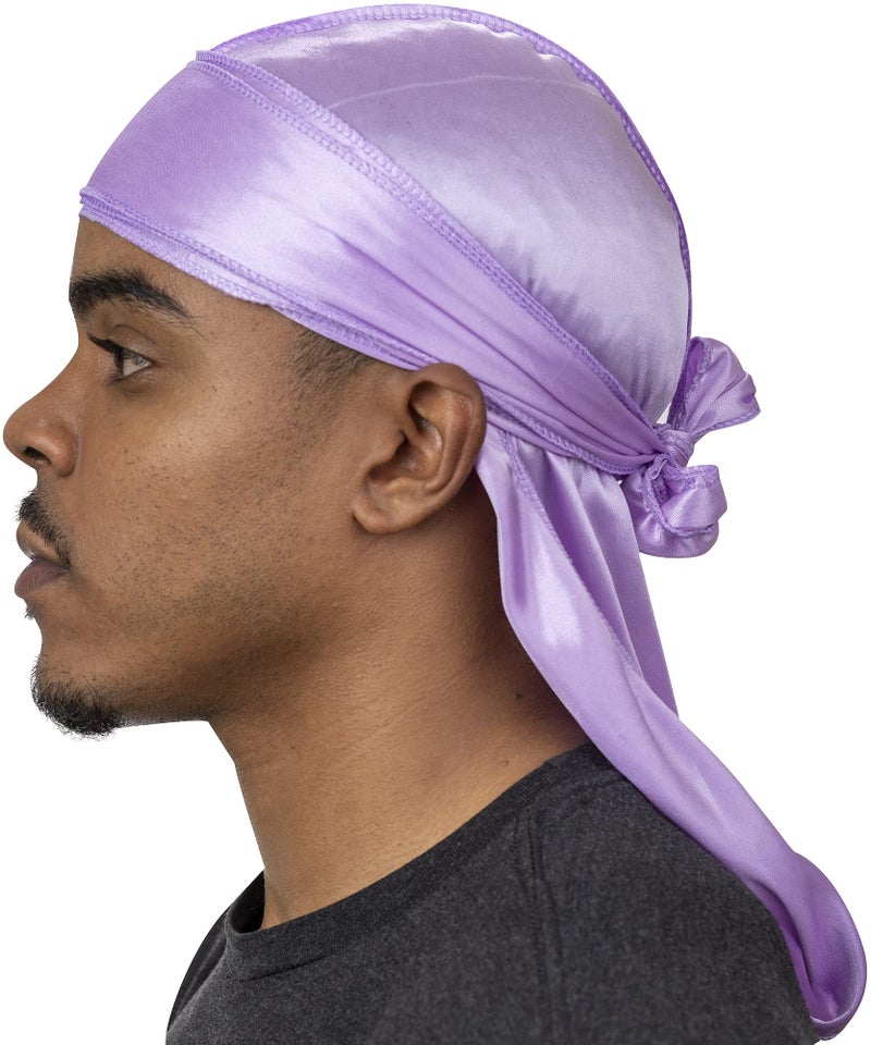 Veeta Superior Silk Durag - Smooth Silk Durag for Men & Women, Long Double Wide Straps, Outside Seam Triple Stitch Du Rag Lavender - Image 1