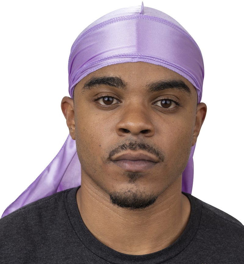 Veeta Superior Silk Durag - Smooth Silk Durag for Men & Women, Long Double Wide Straps, Outside Seam Triple Stitch Du Rag Lavender - Image 4