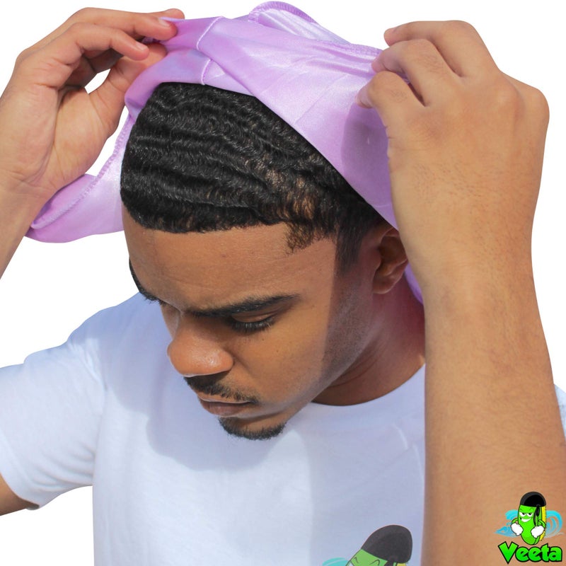 Veeta Superior Silk Durag - Smooth Silk Durag for Men & Women, Long Double Wide Straps, Outside Seam Triple Stitch Du Rag Lavender - Image 5