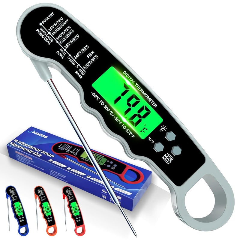 PAWPRO Stocking Stuffers for Men Women Adults: Meat Thermometer Digital, Instant Read Meat Thermometer with Backlight & Magnet for Kitchen, Beef, Grill, Turkey,IP67 Waterproof Cooking Thermometer - Image 1