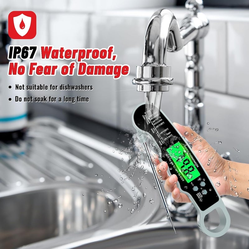 PAWPRO Stocking Stuffers for Men Women Adults: Meat Thermometer Digital, Instant Read Meat Thermometer with Backlight & Magnet for Kitchen, Beef, Grill, Turkey,IP67 Waterproof Cooking Thermometer - Image 5