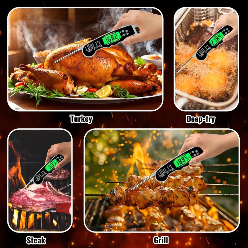 PAWPRO Stocking Stuffers for Men Women Adults: Meat Thermometer Digital, Instant Read Meat Thermometer with Backlight & Magnet for Kitchen, Beef, Grill, Turkey,IP67 Waterproof Cooking Thermometer - Image 3
