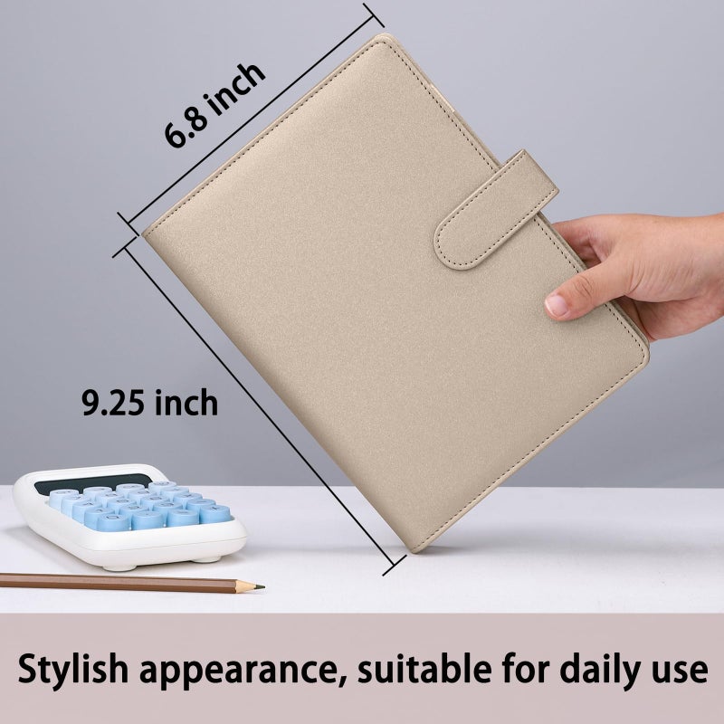 Antner A5 Binder 6 Ring Refillable Notebook Budget Planner Cover for Cash Organizer, PU Leather Loose Leaf Kpop Photocard Holder Small Binder for A5 Planner Inserts with Magnetic Buckle, Glitter Gold - Image 5