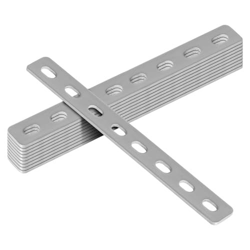 GBGS 10 Pcs 8-1/8" Flat Straight Brace Brackets,Slotted Slightly Adjustable Mending Plate, Stainless Steel 201 - Image 3