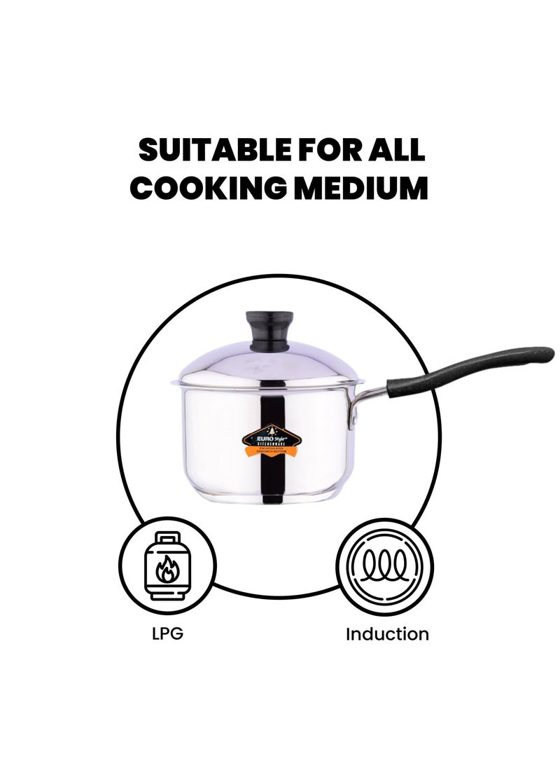 EUROstyle KITCHENWARE COOK WITH COMFORT Eurostyle Triply Saucepan with Lid Induction Base with Cool Touch Bakelite Handle 15L EUS_San_Saucepan_WL_15L  - Image 5