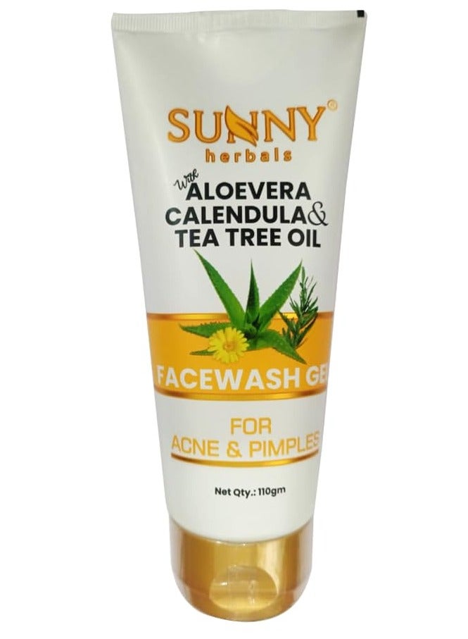 صني جل غسول الوجه بالأعشاب مع الألوفيرا والآذريون وزيت شجرة الشاي | الألوفيرا والآذريون يزيل خلايا البشرة التالفة | شجرة الشاي تعالج حب الشباب | 110 جم - Image 1