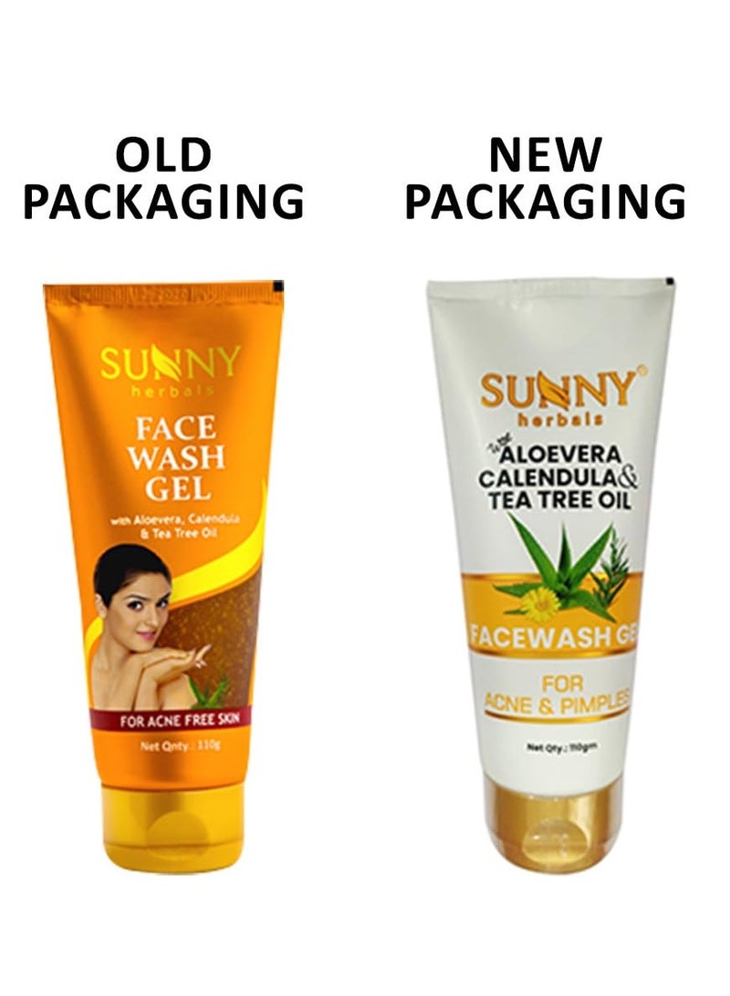 صني جل غسول الوجه بالأعشاب مع الألوفيرا والآذريون وزيت شجرة الشاي | الألوفيرا والآذريون يزيل خلايا البشرة التالفة | شجرة الشاي تعالج حب الشباب | 110 جم - Image 2