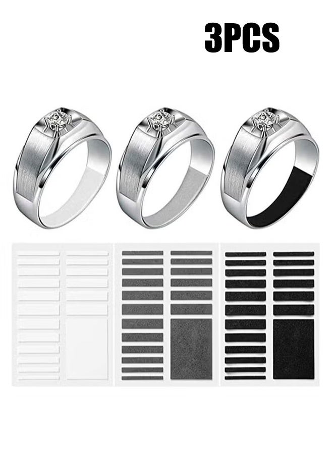 YJ Invisible Ring Size Regulator 3 Loose Rings for Fixing Ring Size for Wide Ring, Jewelry Ring Guard Smaller Gasket Loose Ring Tightener Ring Multi Size Ring Size, Black, Grey, White - Image 1