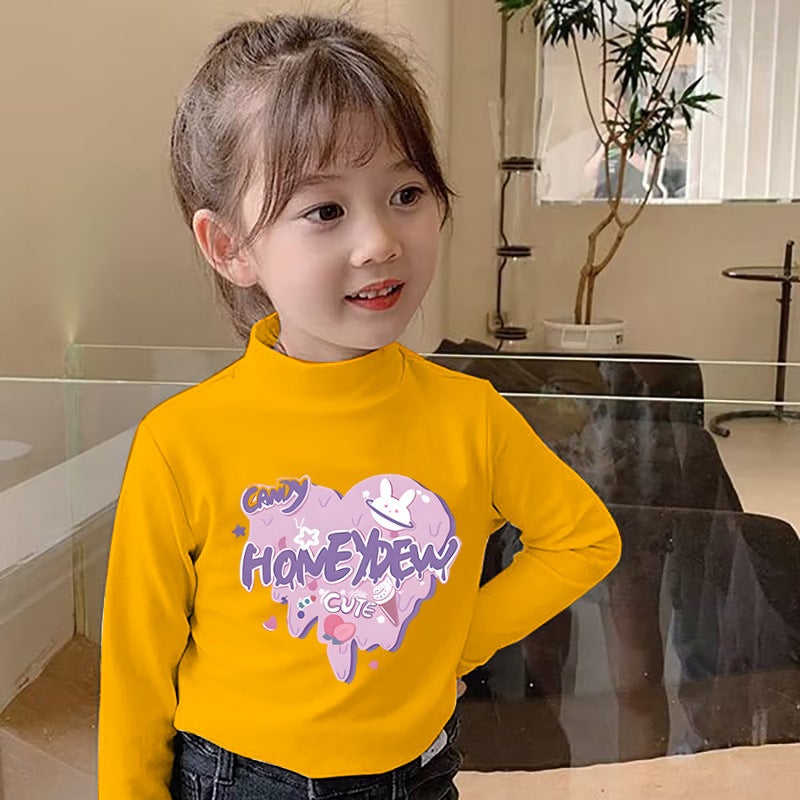Y2316# Children'S Wear Girls Long Sleeve Printed T-Shirt Loose New Style Children'S Autumn Dress Children'S T-Shirt - Image 1