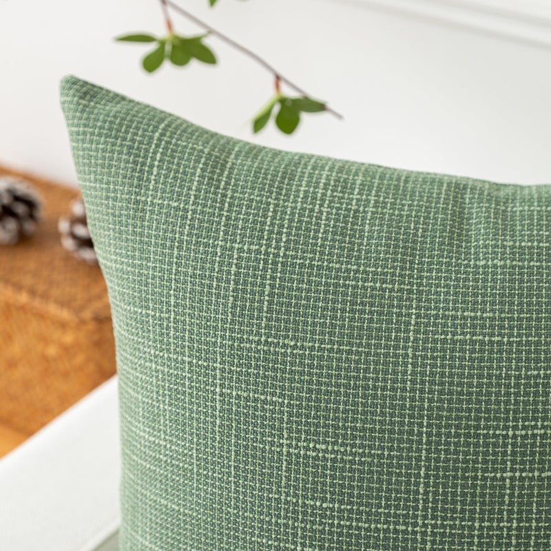 K KEVIN TEXTILE Kevin Textile Set of 2 Sage Green Pillow Covers 24 x 24 Inch Farmhouse Boho Decorative Throw Pillow Covers Linen Cushion Covers for Sofa Couch D?cor  - Image 2