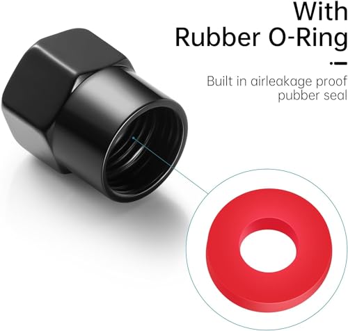 XIGRALUCK Tire Valve Stem Cap for Jeep Metal Tire Stem Cover with Belt O-Ring Air caps Sports Accessories 4 Pieces (Black) - Image 2
