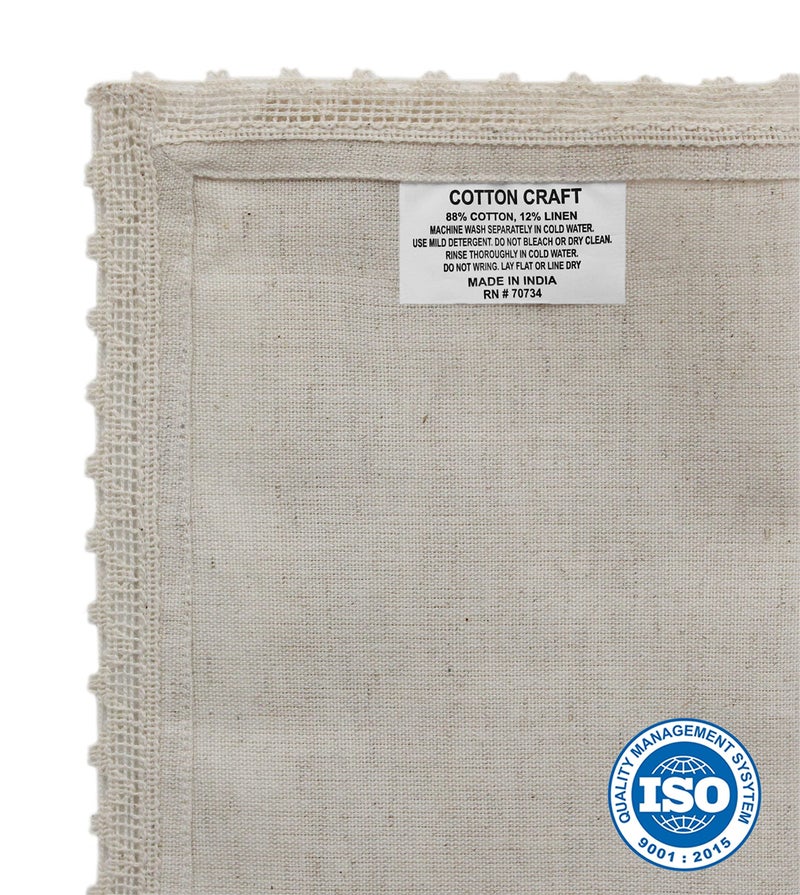 COTTON CRAFT Flax Linen Cloth Napkins with Lace - Set of 12 Lunch Dinner Napkins - Elegant Everyday Fall Harvest Thanksgiving Holiday Table Napkin - Washable Reusable Napkin - Oversized 20x20- Natural - Image 3