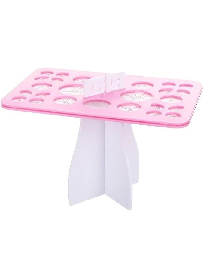 منظم فرش وحامل تجفيف للفرش القابلة للطي من الاكريليك ، رف تجفيف فرش المكياج ، يستخدم لتخزين وتجفيف الفرش بأحجام وأنواع مختلفة ومتعدد الاللوان - Image 1