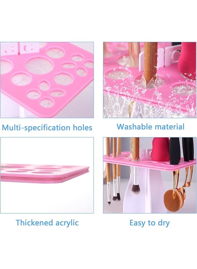 منظم فرش وحامل تجفيف للفرش القابلة للطي من الاكريليك ، رف تجفيف فرش المكياج ، يستخدم لتخزين وتجفيف الفرش بأحجام وأنواع مختلفة ومتعدد الاللوان - Image 2