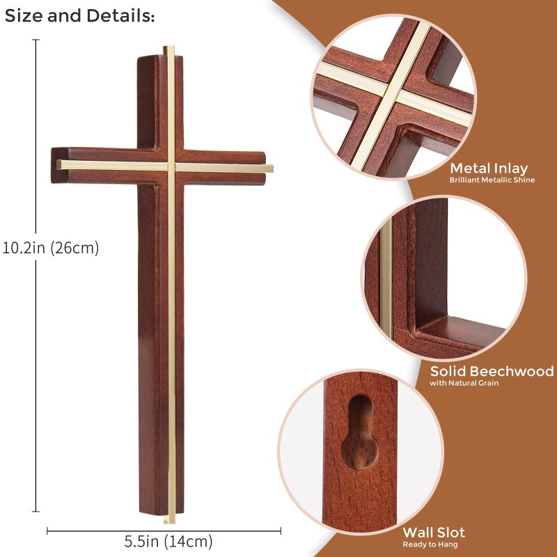 ACHIBANG 10" Wooden Cross for Wall, Modern Minimalist Wall Cross for Home Decor and Blessing, Catholic Gifts - Image 4