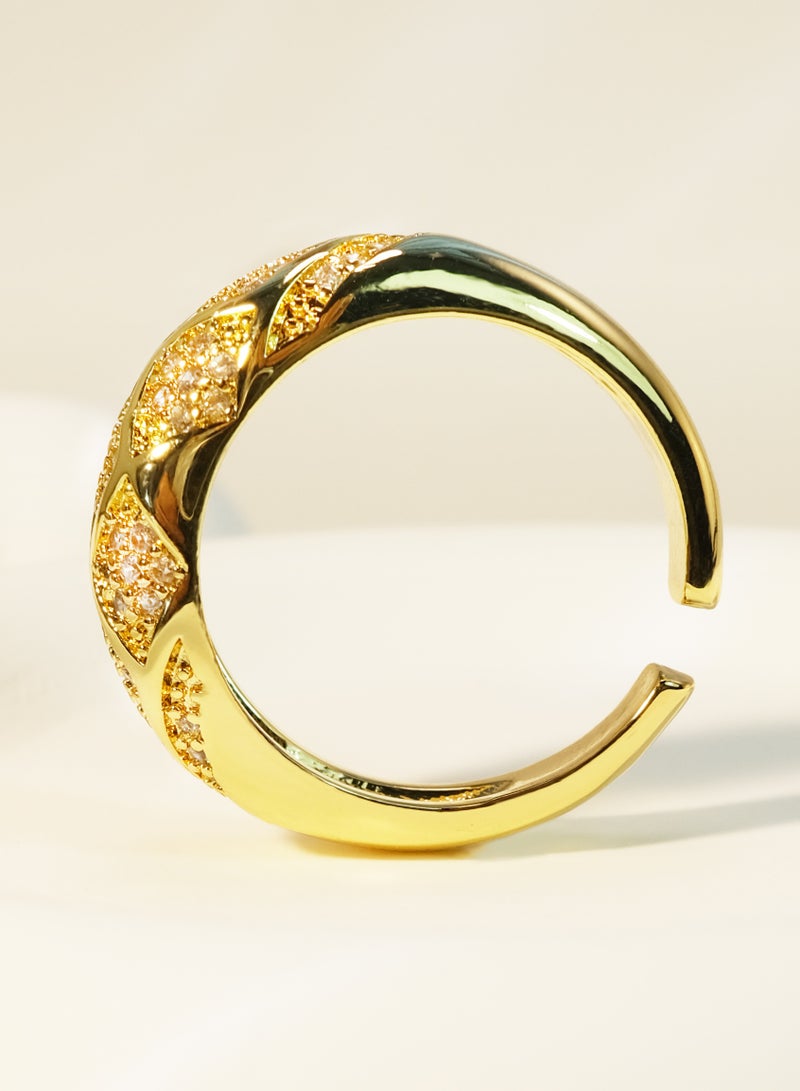 توينكسيل طقم مجوهرات مكون من قطعتين: خواتم نحاسية مطلية بالذهب عيار 18 قيراطًا مرصعة بالألماس، تصميم مفتوح يناسب جميع المقاسات، طراز كلاسيكي للارتداء اليومي - Image 5