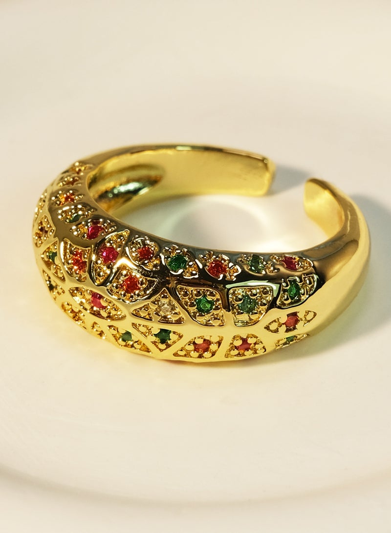 توينكسيل طقم مجوهرات مكون من قطعتين: خواتم نحاسية مطلية بالذهب عيار 18 قيراطًا مرصعة بالألماس، تصميم مفتوح يناسب جميع المقاسات، طراز كلاسيكي للارتداء اليومي - Image 4