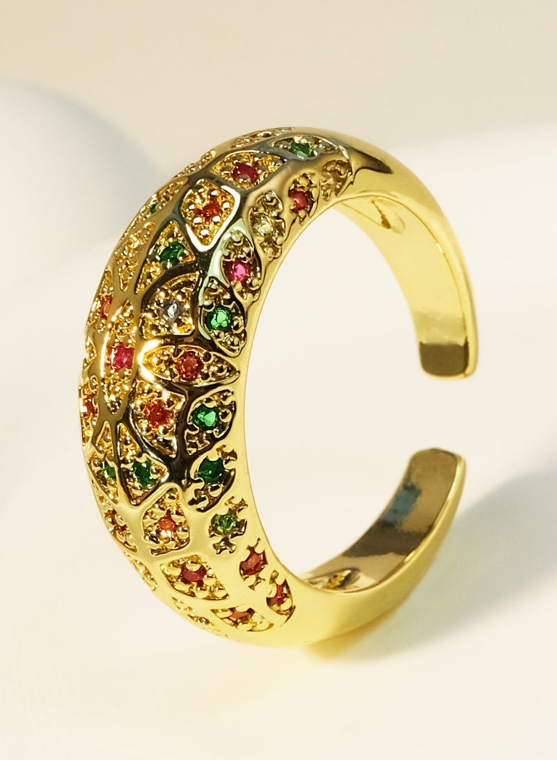 توينكسيل طقم مجوهرات مكون من قطعتين: خواتم نحاسية مطلية بالذهب عيار 18 قيراطًا مرصعة بالألماس، تصميم مفتوح يناسب جميع المقاسات، طراز كلاسيكي للارتداء اليومي - Image 2