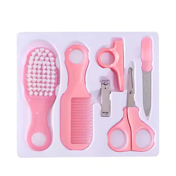 FRATELLI Baby Grooming Baby Healthcare Kit Newborn Baby Care | Accessories Baby Health Care Set| Baby Nail Clipper |Scissors Hair Comb| Hair Brush |Nose Cleaner | Safety for Toddler| Infant Nursing Grooming (6pc Grooming Set - Pink) - Image 2