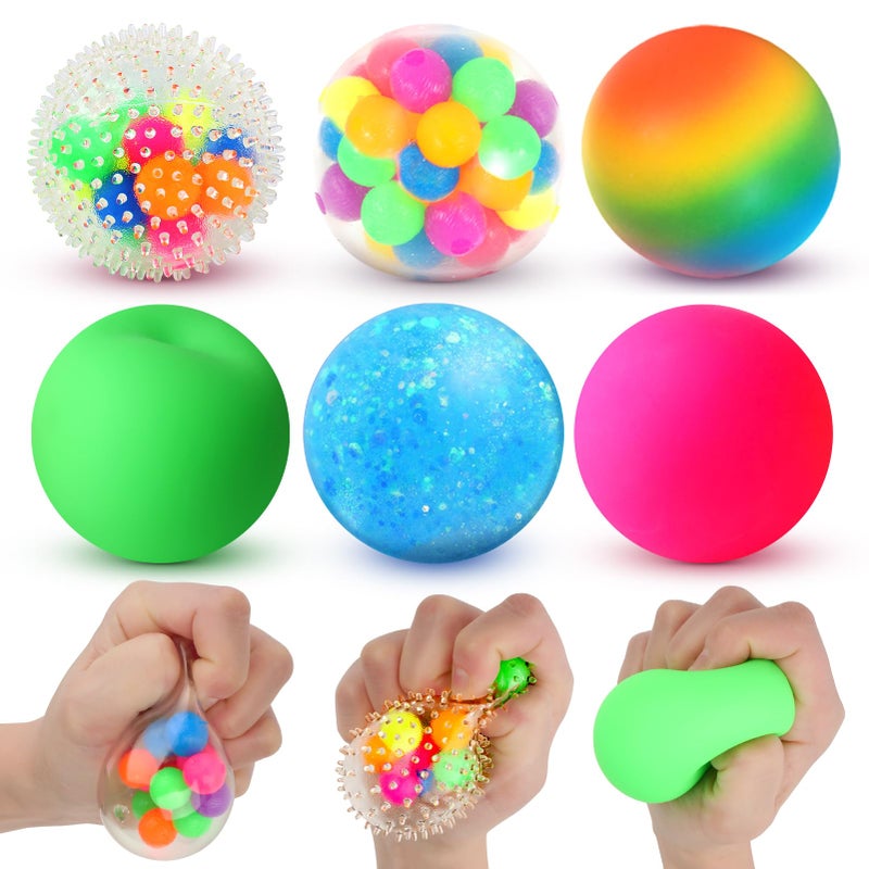 Lemostaar 6 Set Squishy Sensory Stress Squeezing Balls forAdults Best Calming Tool to Relieve Anxiety Vent Mood and Improve Focus Easter Basket Stuffers for Kids Goodie Bag Stuffers - Image 2