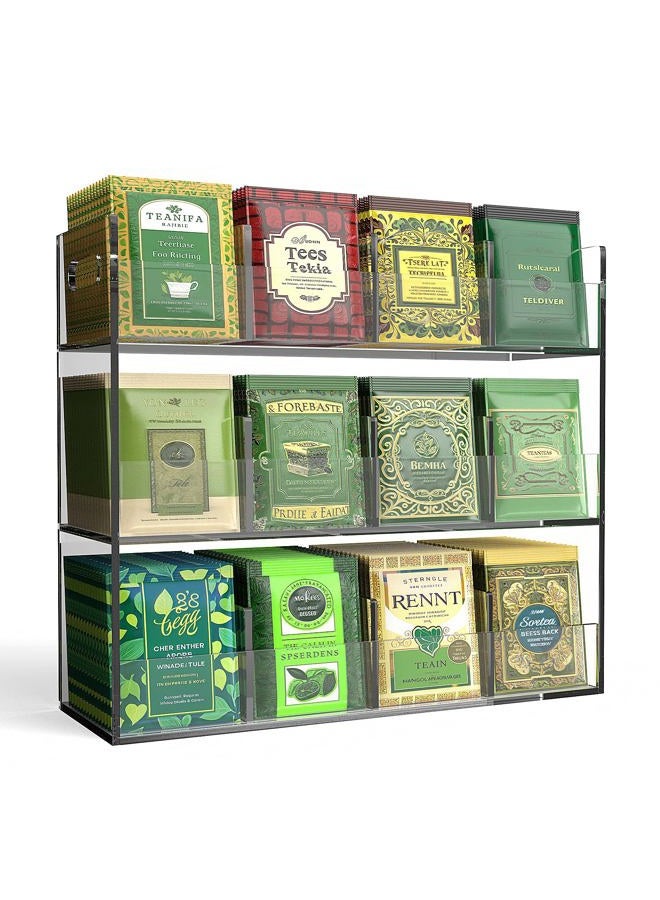 Jumyee Arcylic Tea Bag Organizers and Storage Box, 12 Compartment Portable Tea Bag Storage Orgnizer for Cabinet Countertop, Teabags Storage Containers, Stackable Display Holder - Image 1