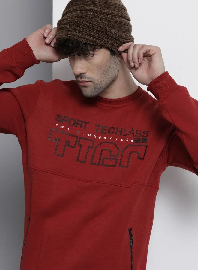 The Indian Garage Co Men Regular Fit Printed Crew Neck Full Sleeves Sweatshirt