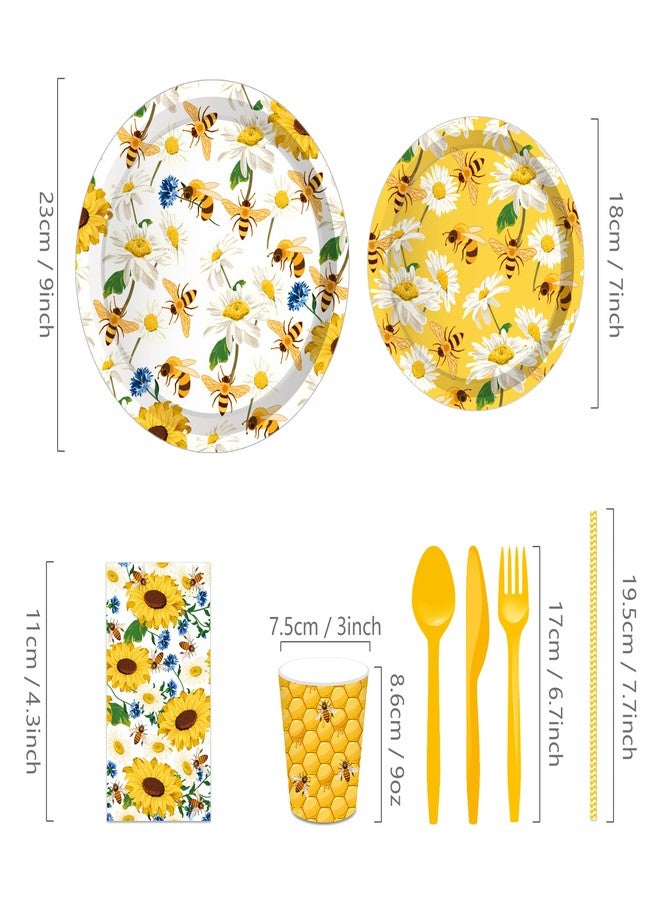 Lide Road 116 Ps Bee Party Supplies 16 Guests Bee Party Decorations Including Bee Party Paper Plates Dinner Plates Napkins Cups Set for Bee Party Decoration - Image 2