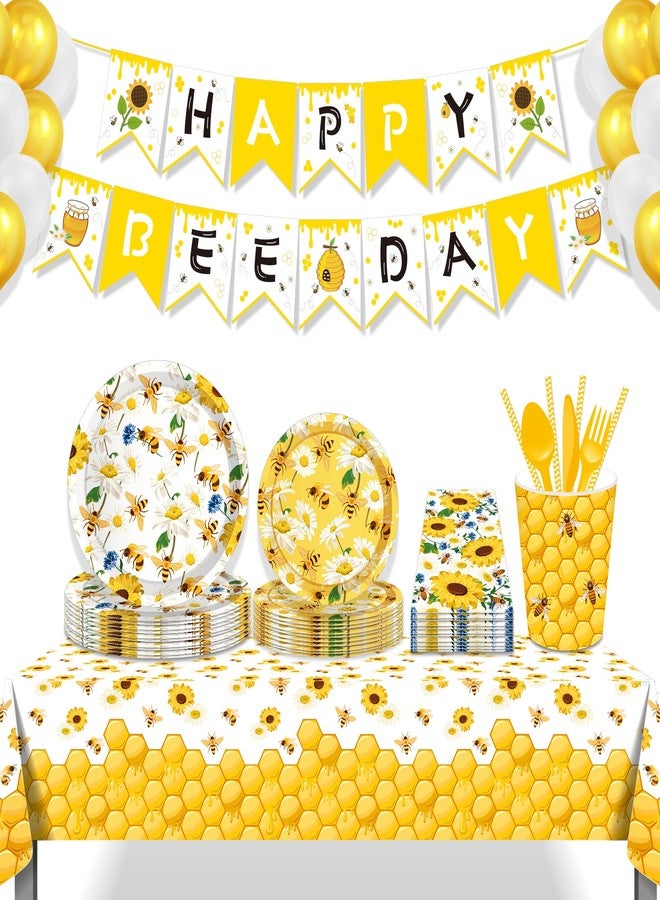 Lide Road 116 Ps Bee Party Supplies 16 Guests Bee Party Decorations Including Bee Party Paper Plates Dinner Plates Napkins Cups Set for Bee Party Decoration - Image 4