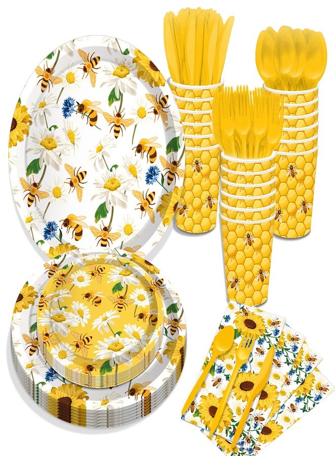 Lide Road 116 Ps Bee Party Supplies 16 Guests Bee Party Decorations Including Bee Party Paper Plates Dinner Plates Napkins Cups Set for Bee Party Decoration - Image 1