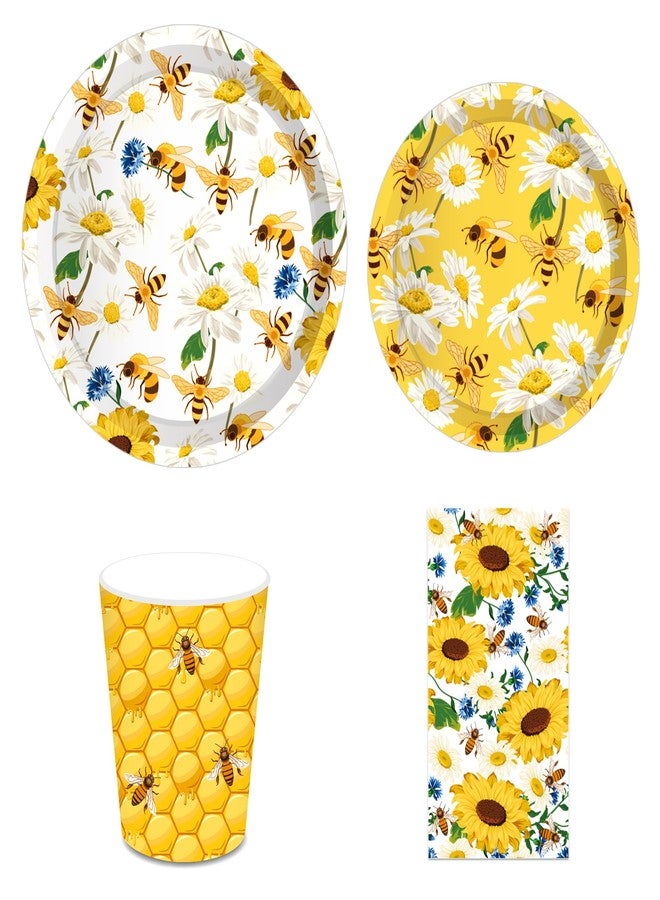 Lide Road 116 Ps Bee Party Supplies 16 Guests Bee Party Decorations Including Bee Party Paper Plates Dinner Plates Napkins Cups Set for Bee Party Decoration - Image 3