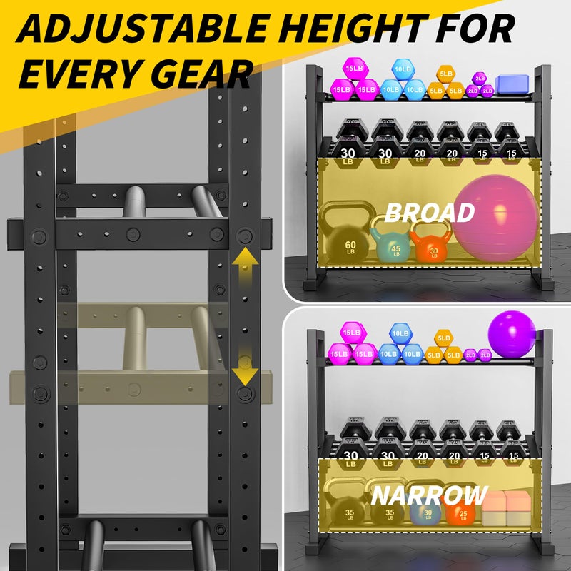 LarFaFa 3-Tier Adjustable Dumbbell Rack, Weight Rack for Home Gym Storage, Heavy Duty Weight Stand for Dumbbells, Kettlebells & Free Weights, Space-Saving Dumbbell Rack Stand Only(Up to 450LB Capacity) - Image 3