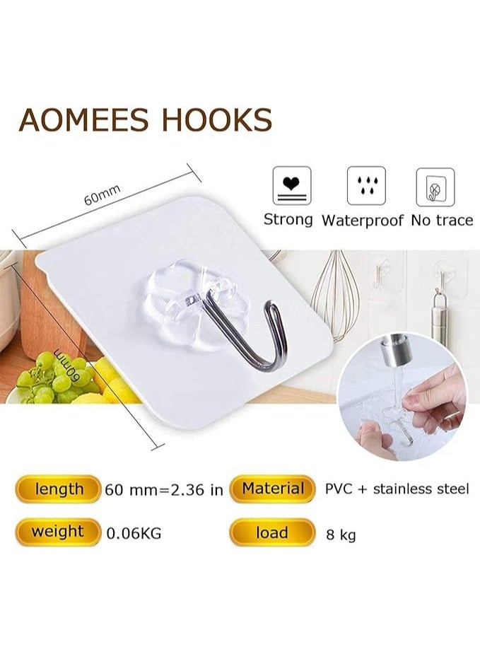 20 Pieces Each Pack Heavy Duty Adhesive Wall Hooks, Waterproof and Oil Proof Ideal for Kitchen and - Image 2