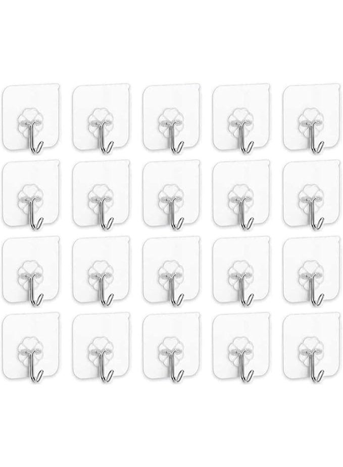20 Pieces Each Pack Heavy Duty Adhesive Wall Hooks, Waterproof and Oil Proof Ideal for Kitchen and - Image 1