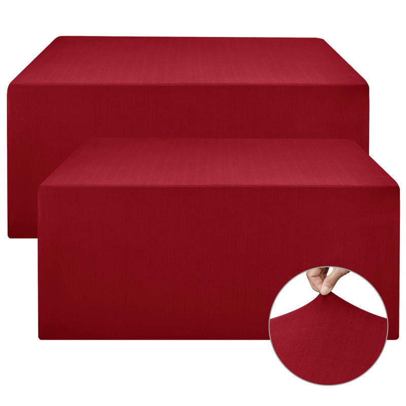 Nasitos Fitted Red Tablecloths for 8 Foot Tables - 96 x 30 Inch - 2 Pack Stretch Spandex Rectangle Table Clothes  Fabric Table Covers for Parties  Trade Show  Craft Show  Birthday - Image 1