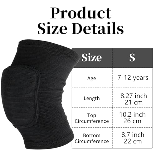 Sibba Kids Knee Pad Breathable Elastic Knee Brace AntiSlip Padded Sponge Knee Protector for Volleyball Dance Running Skating Basketball Football Sports Black - Image 3