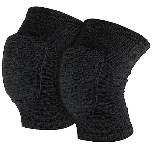 Sibba Kids Knee Pad Breathable Elastic Knee Brace AntiSlip Padded Sponge Knee Protector for Volleyball Dance Running Skating Basketball Football Sports Black - Image 1